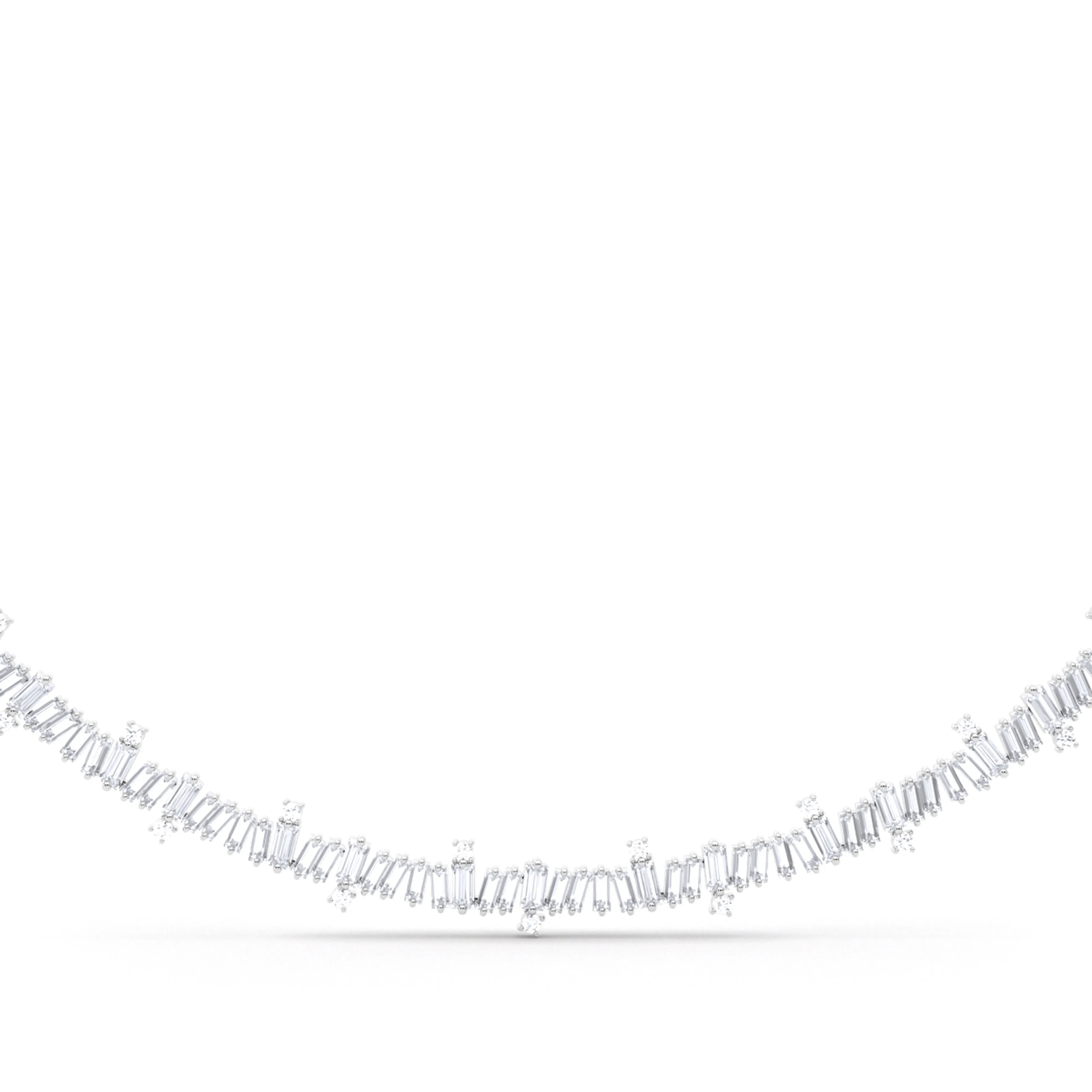 Baguette and Round Brilliant Diamond Necklace