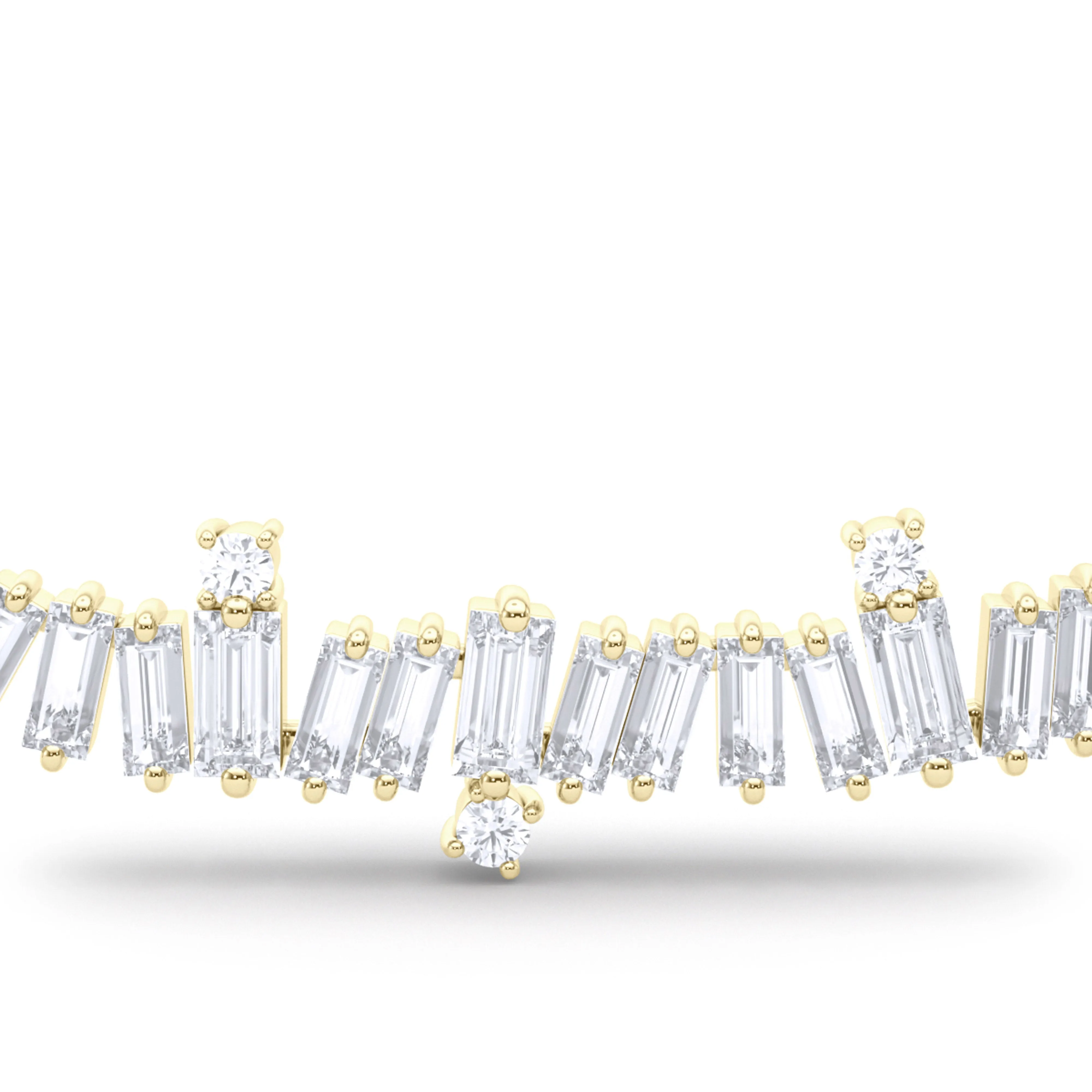 Baguette and Round Brilliant Diamond Necklace