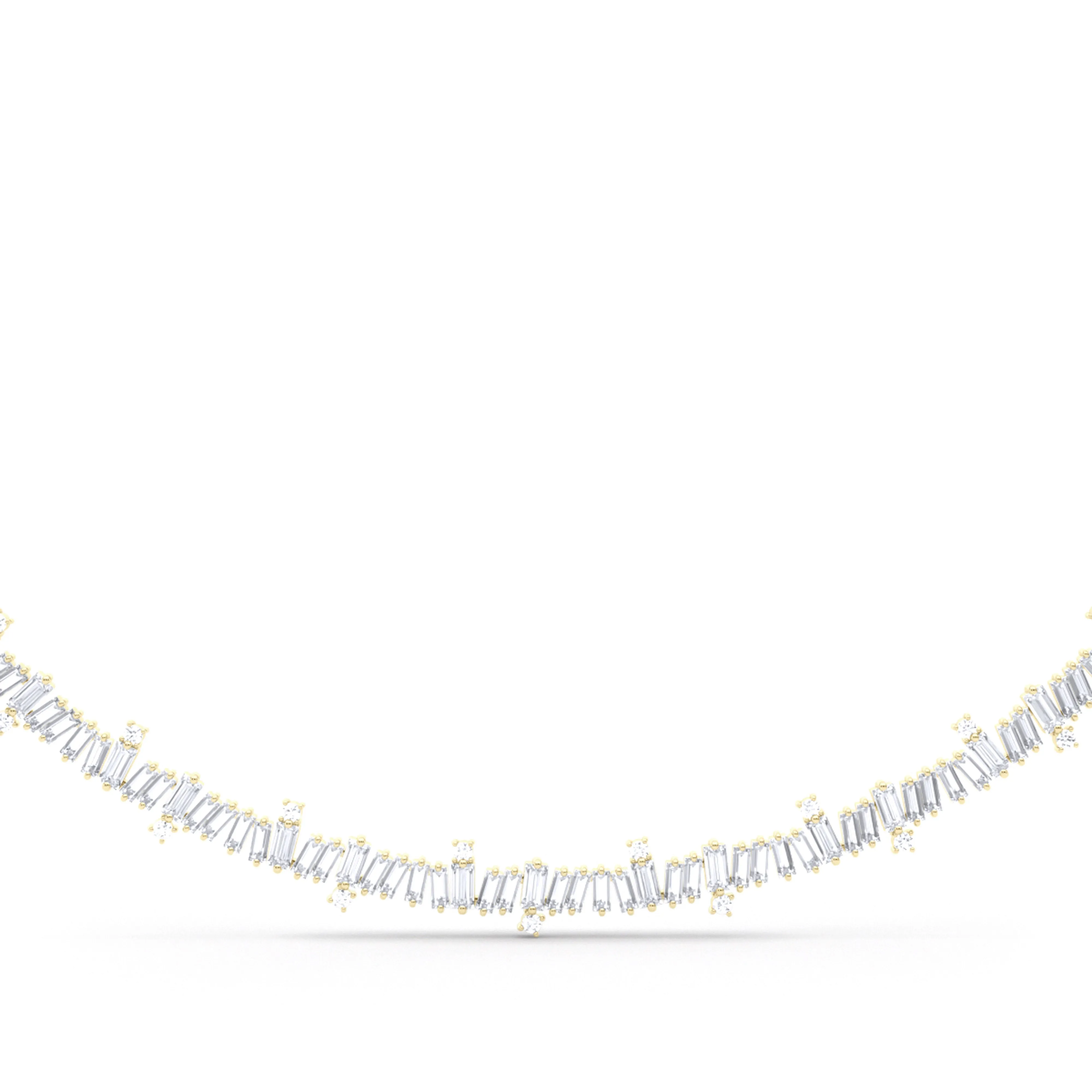 Baguette and Round Brilliant Diamond Necklace