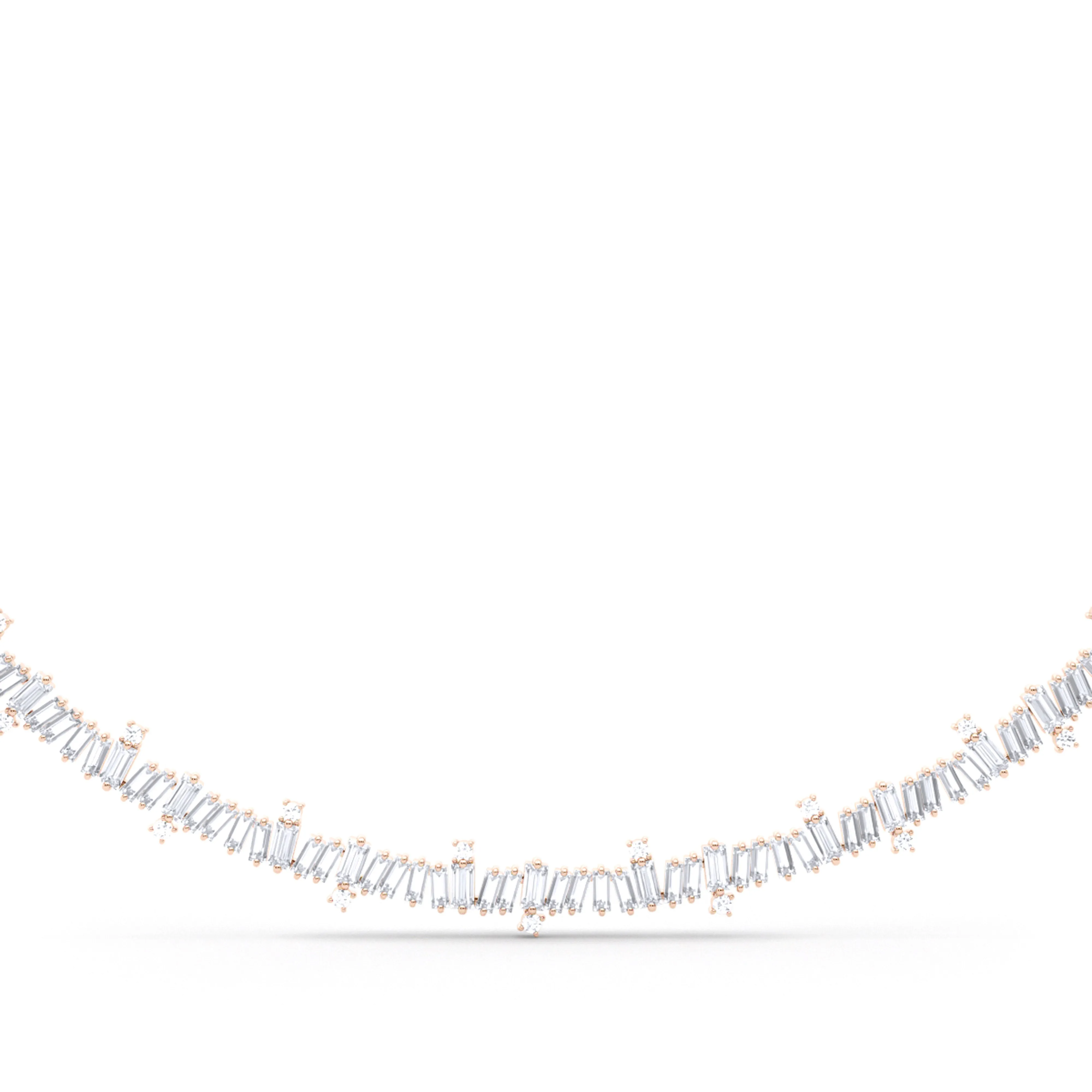 Baguette and Round Brilliant Diamond Necklace