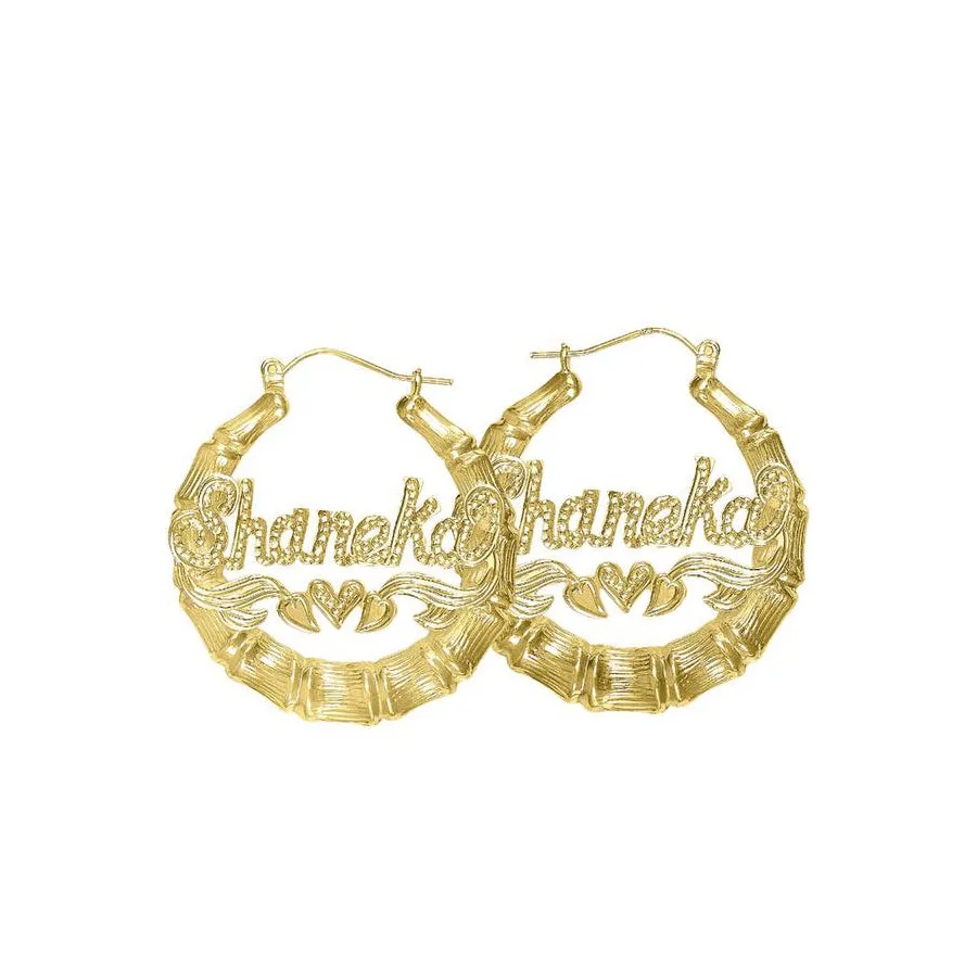 Bamboo Beaded Name Hoop Earrings