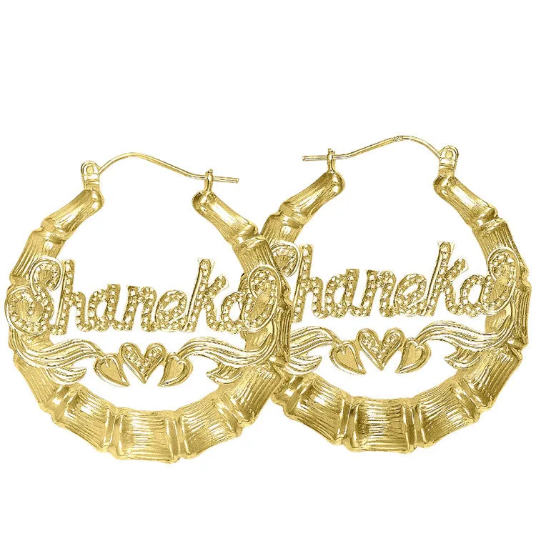 Bamboo Beaded Name Hoop Earrings