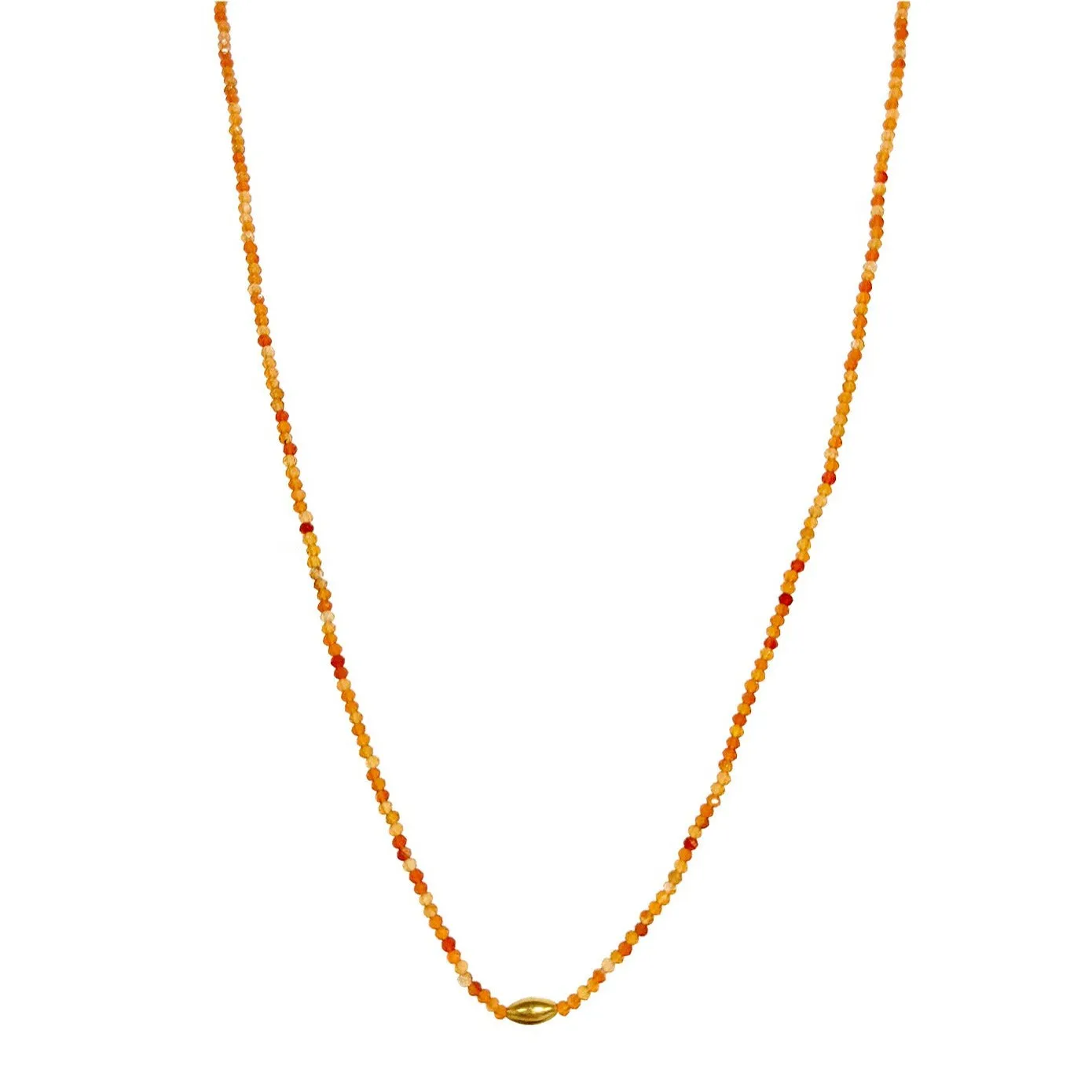 Beaded Carnelian Necklace with 18k Gold Bead by Margaret Solow