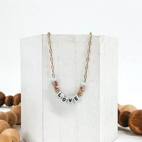 Beaded Love Necklace in Gold