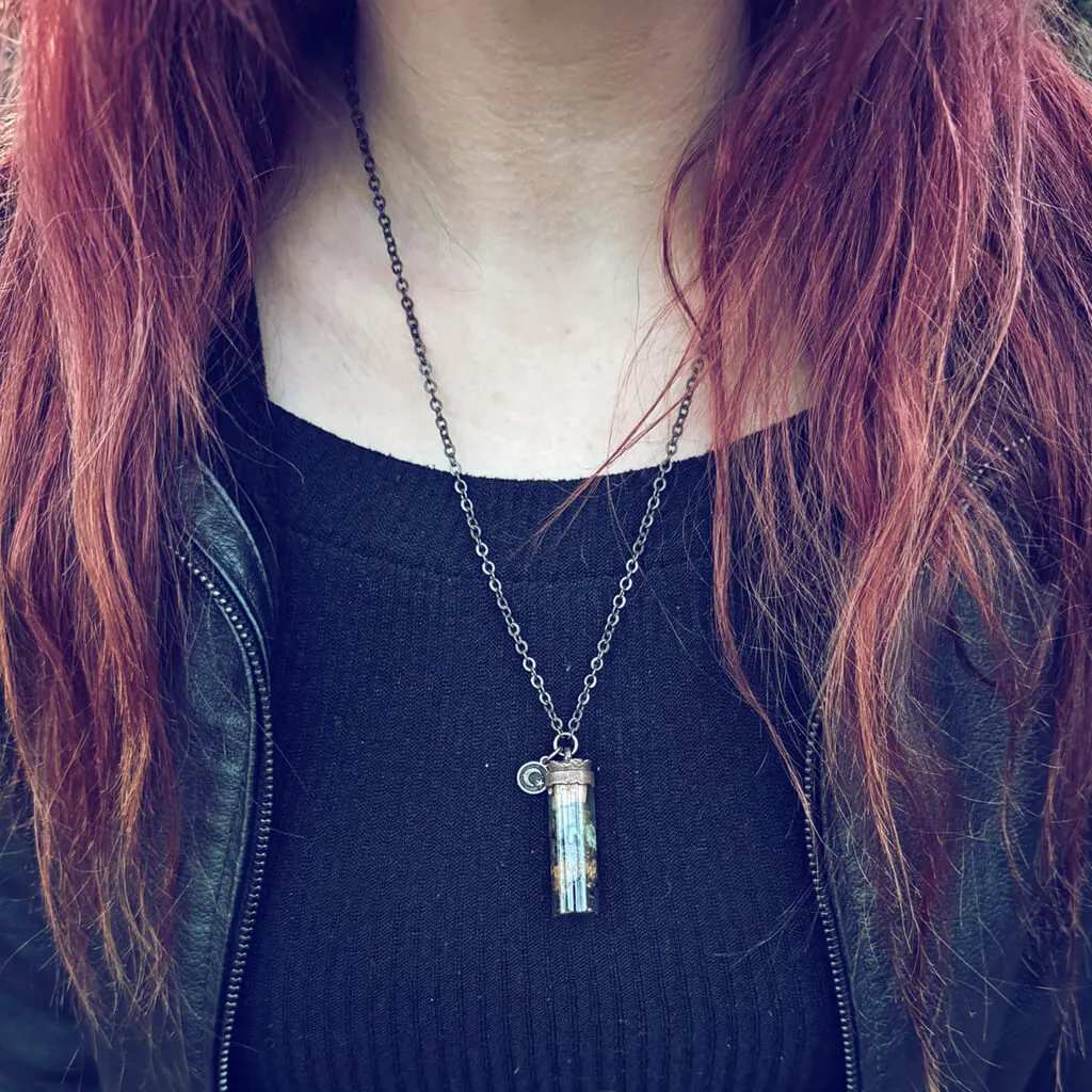 bewitch ii // tall spell jar glass bottle pendant necklace