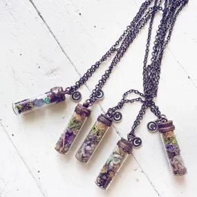 bewitch ii // tall spell jar glass bottle pendant necklace