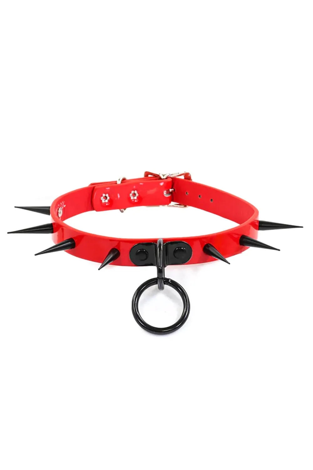 Blood Ritual Long Spiked Choker [BLK/RED]