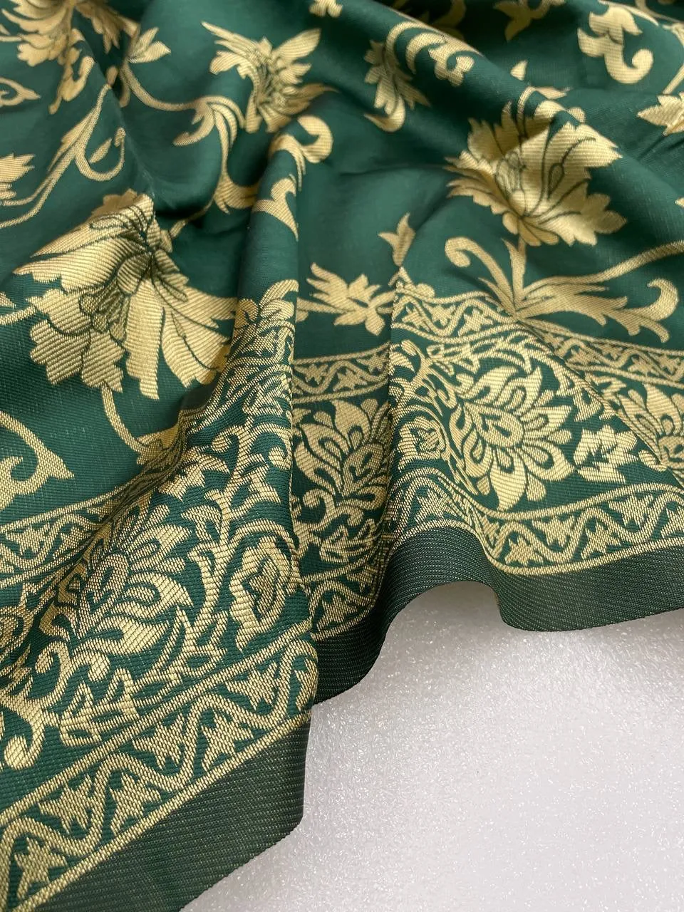 Bottle Green Banarasi Soft Silk Saree With Blouse