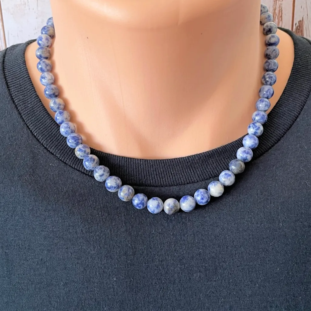 Brazil Sodalite Mens Beaded Necklace