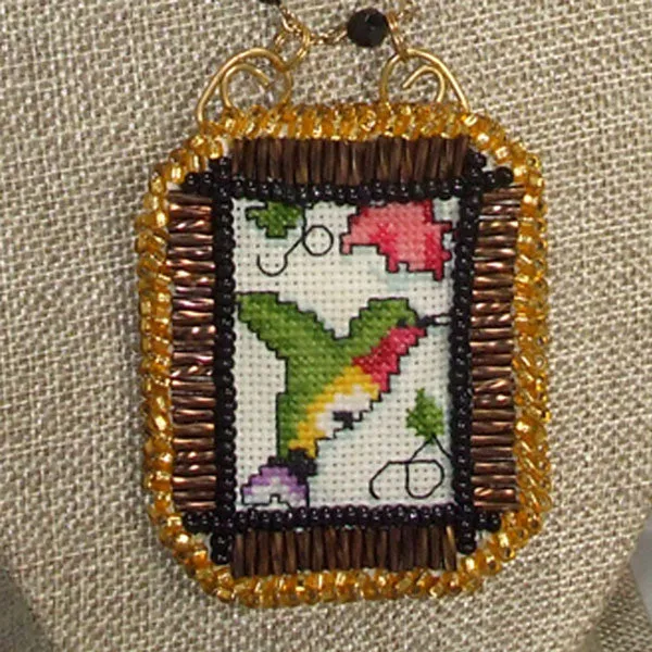 Caethes X-stitch Bead Embroidery Pendant Necklace