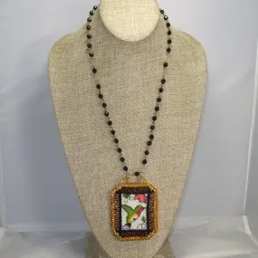 Caethes X-stitch Bead Embroidery Pendant Necklace