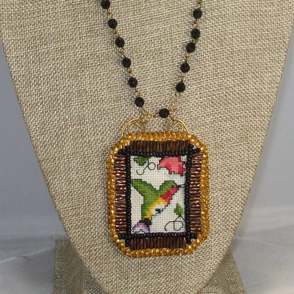 Caethes X-stitch Bead Embroidery Pendant Necklace