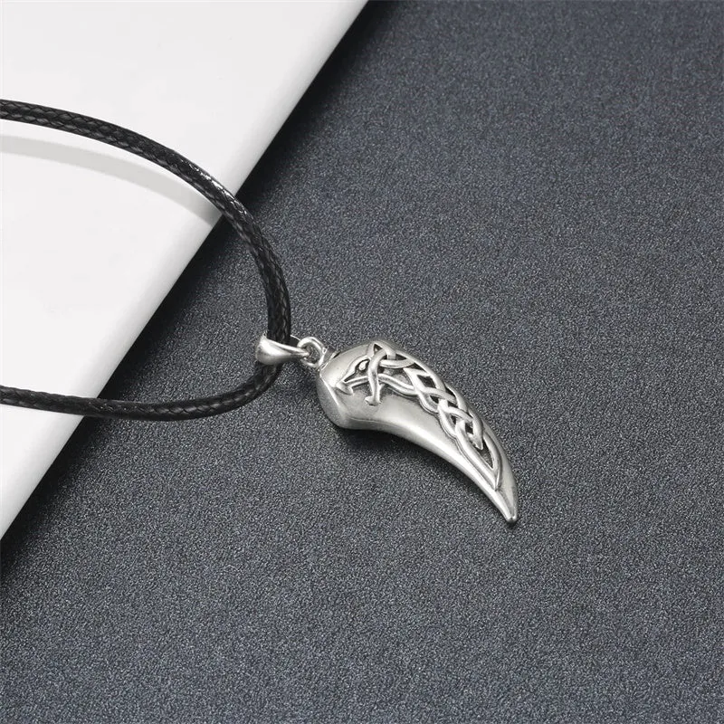 Celtic Wolf Tooth Cremation Necklace for Ashes  925 Sterling Silver Wolf Urn Pendant Keepsake Memorial Jewelry for Women Men