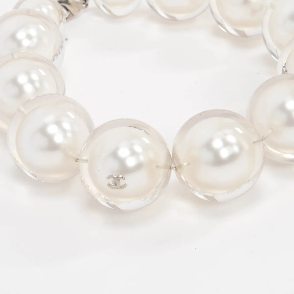 Chanel Resin Coated Faux Pearl Choker Necklace