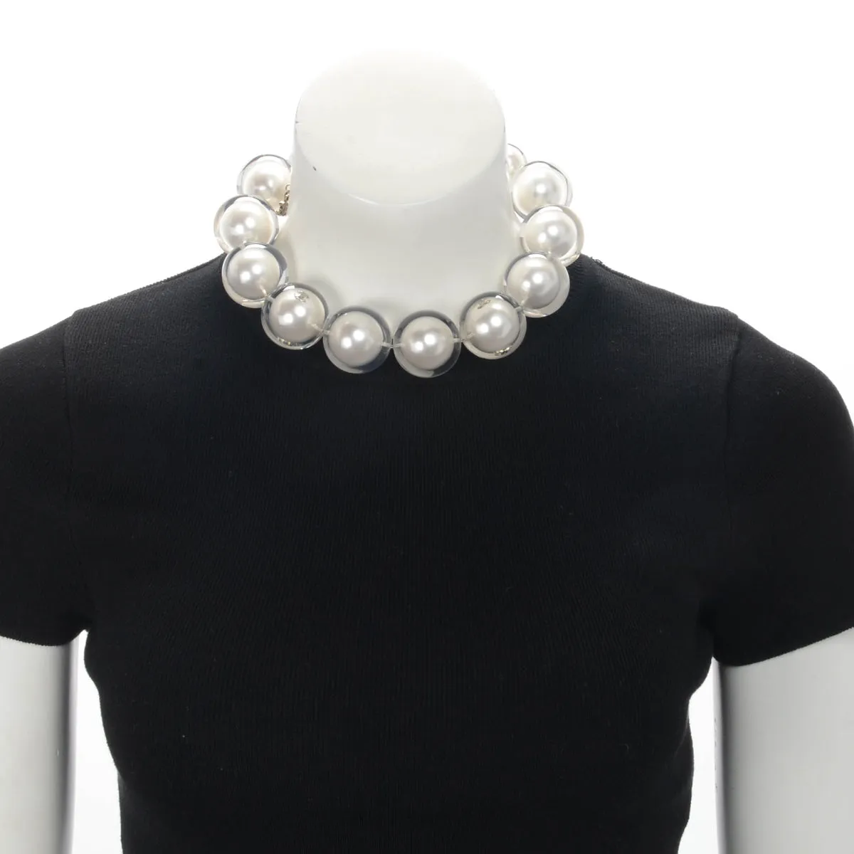 Chanel Resin Coated Faux Pearl Choker Necklace