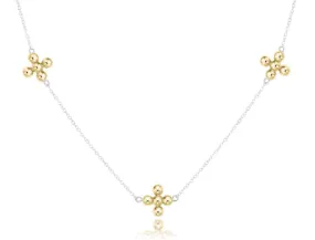 Choker Simplicity Chain Sterling Mixed Metal - Classic Beaded Signature Cross Gold