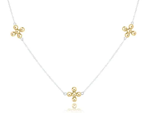 Choker Simplicity Chain Sterling Mixed Metal - Classic Beaded Signature Cross Gold