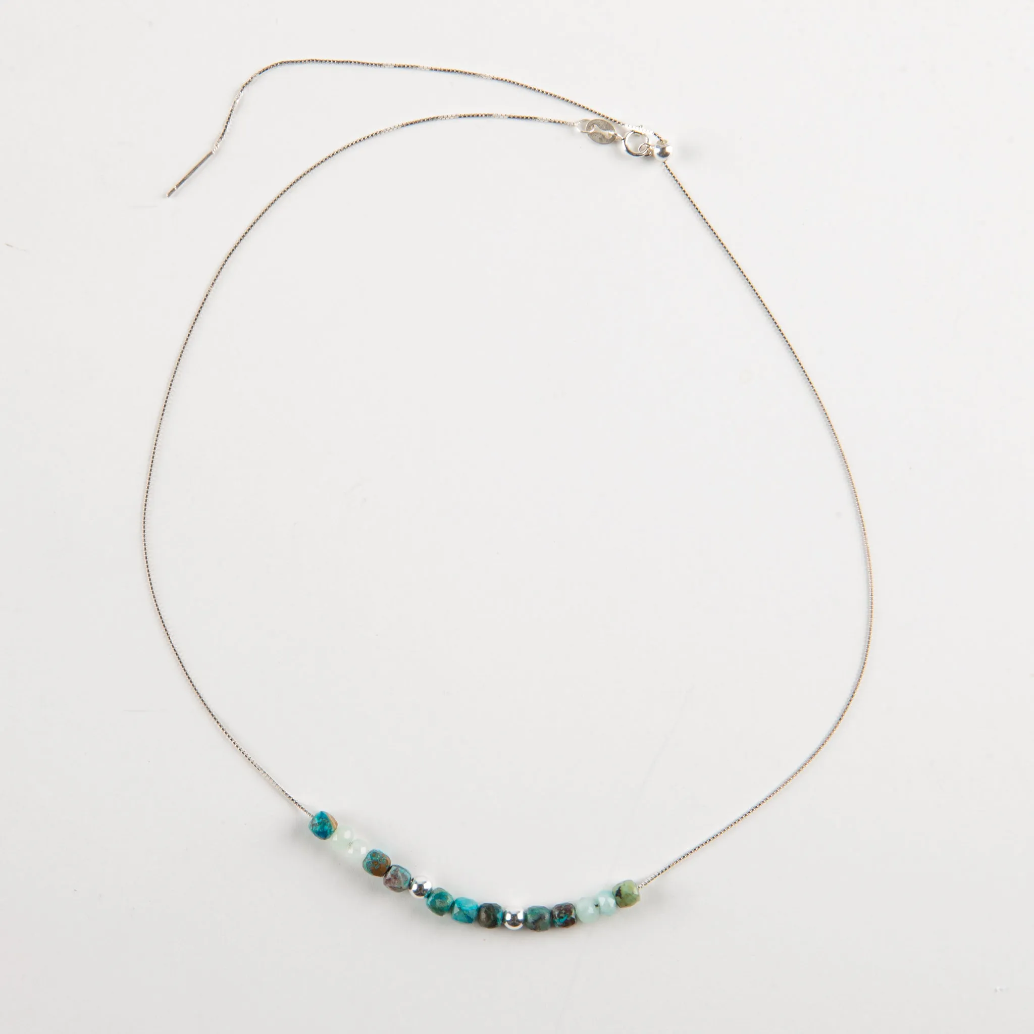 Chrysocolla Adjustable Slide Chain Gemstone Necklace