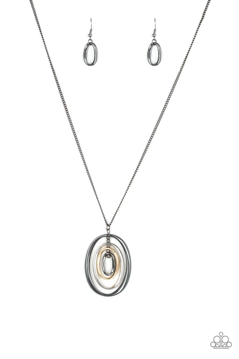 Classic Convergence Gunmetal, Gold and Silver Necklace - Paparazzi Accessories