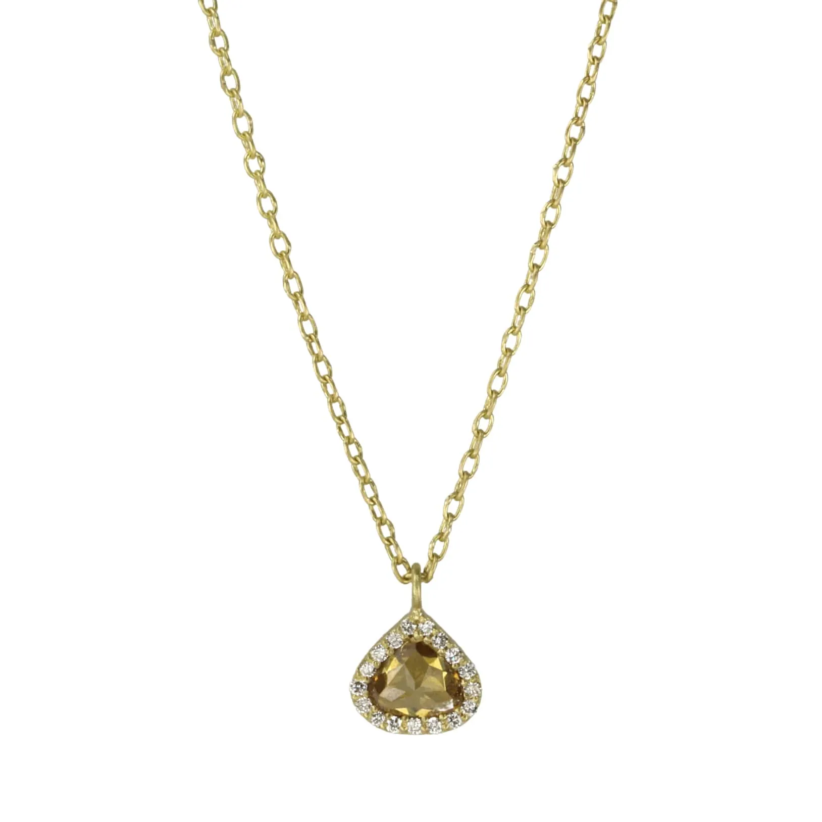 Cognac Diamond Pear-Shaped Pendant Necklace