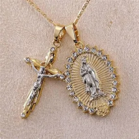 Crucifix   Virgin Mary Necklace