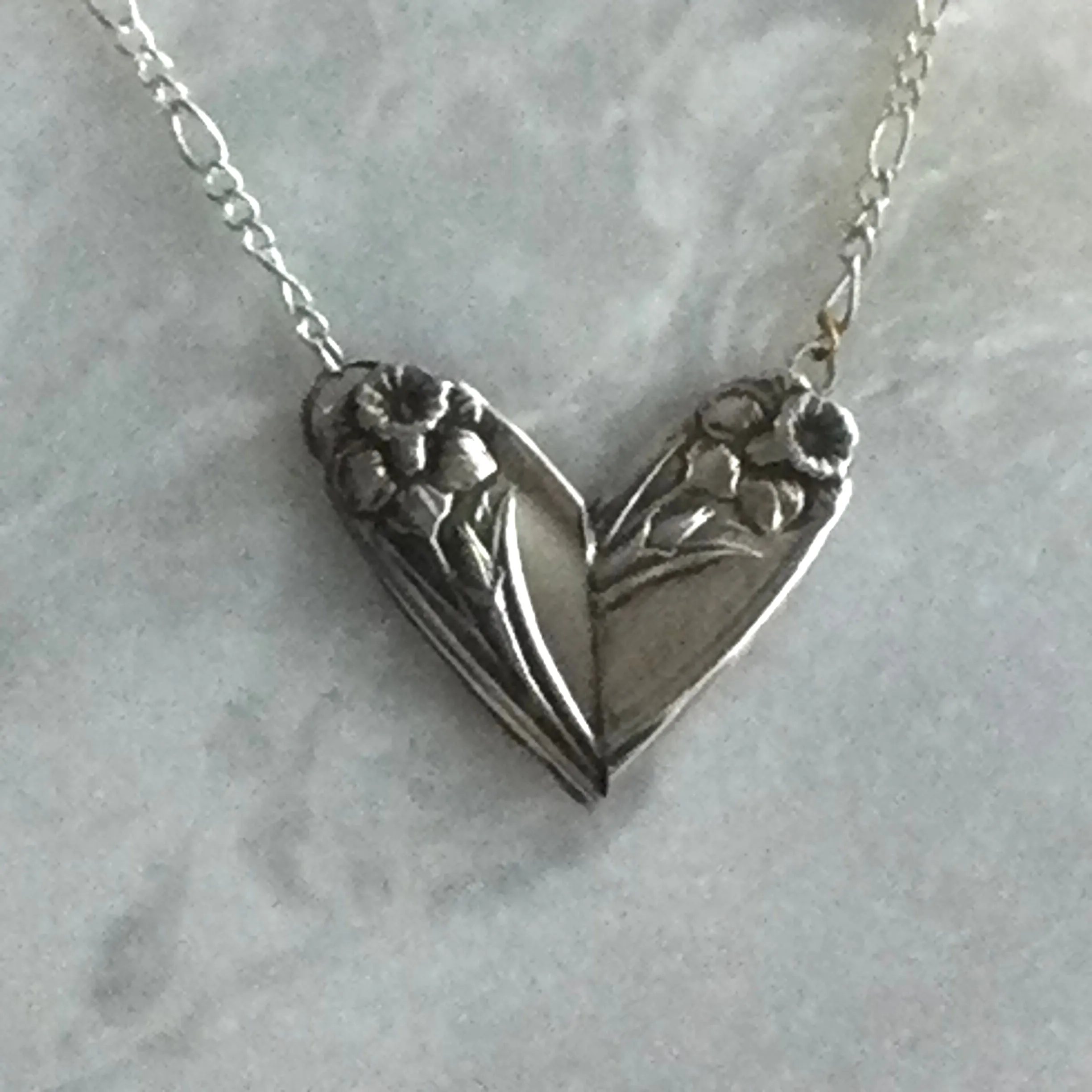 Daffodil Silverware Heart Necklace