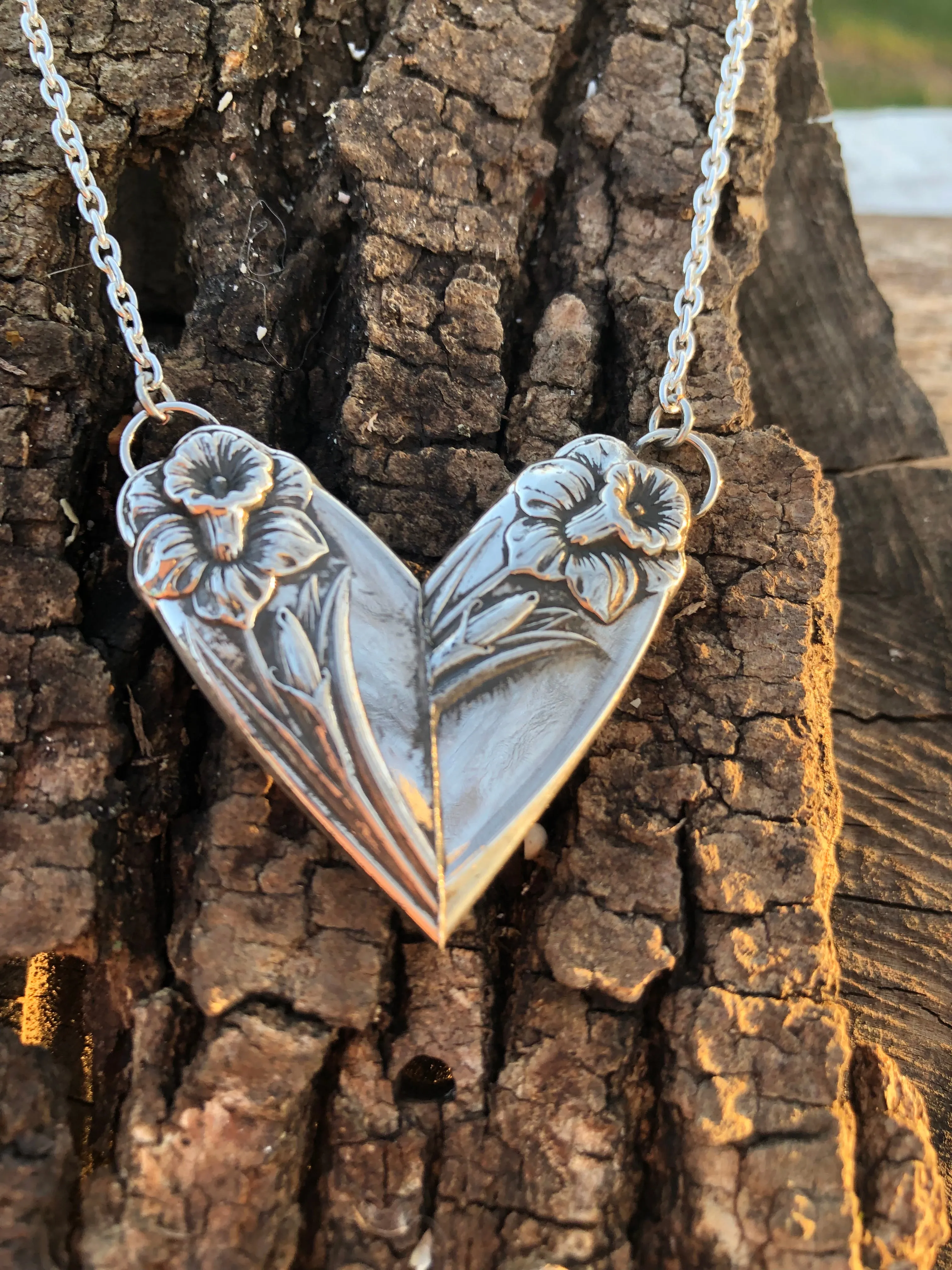 Daffodil Silverware Heart Necklace