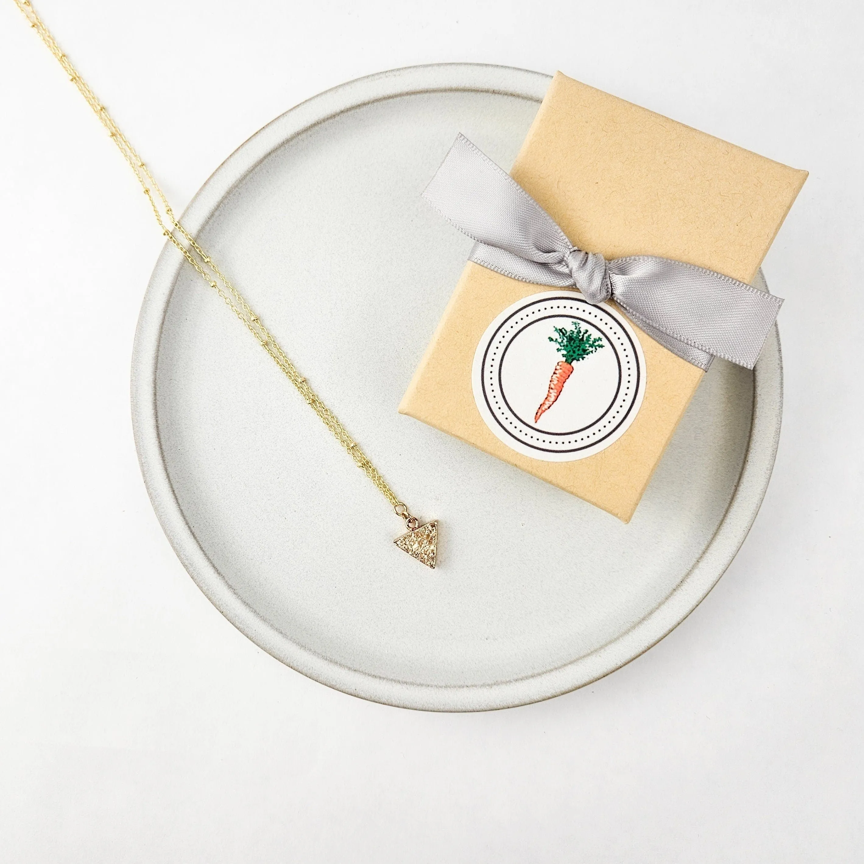 Dainty Champagne Druzy Quartz Triangle Necklace