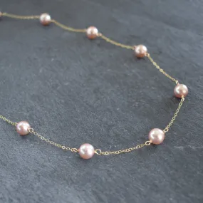 Dainty Light Purple Pearl Station Pearl Necklace