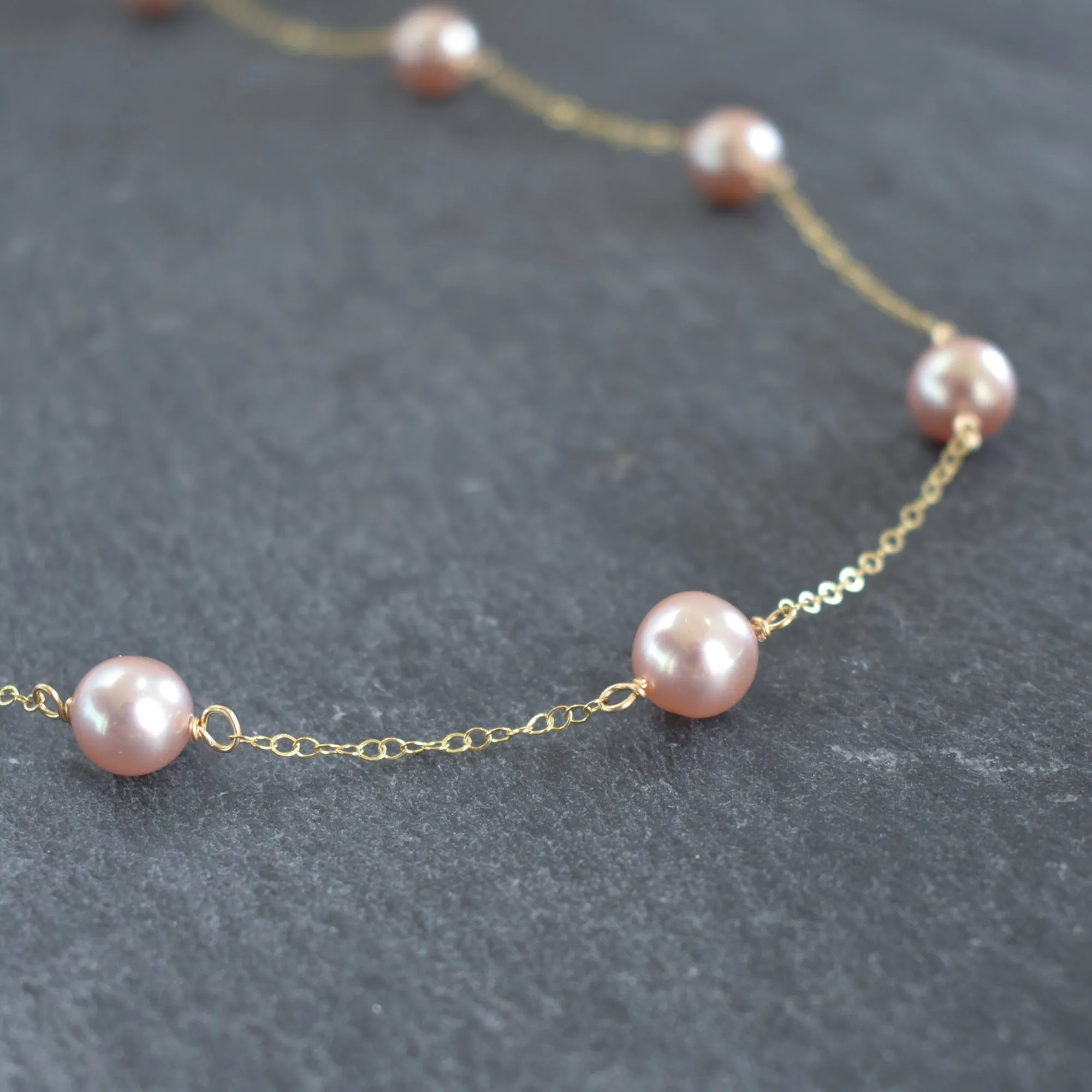 Dainty Light Purple Pearl Station Pearl Necklace