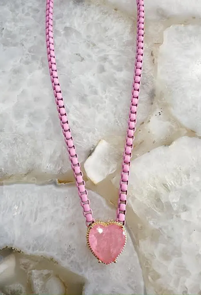 Darcy Heart Necklace-Pink