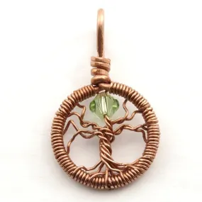 Delicate Peridot Crystal Tree of Life Pendant ~ August Birthstone