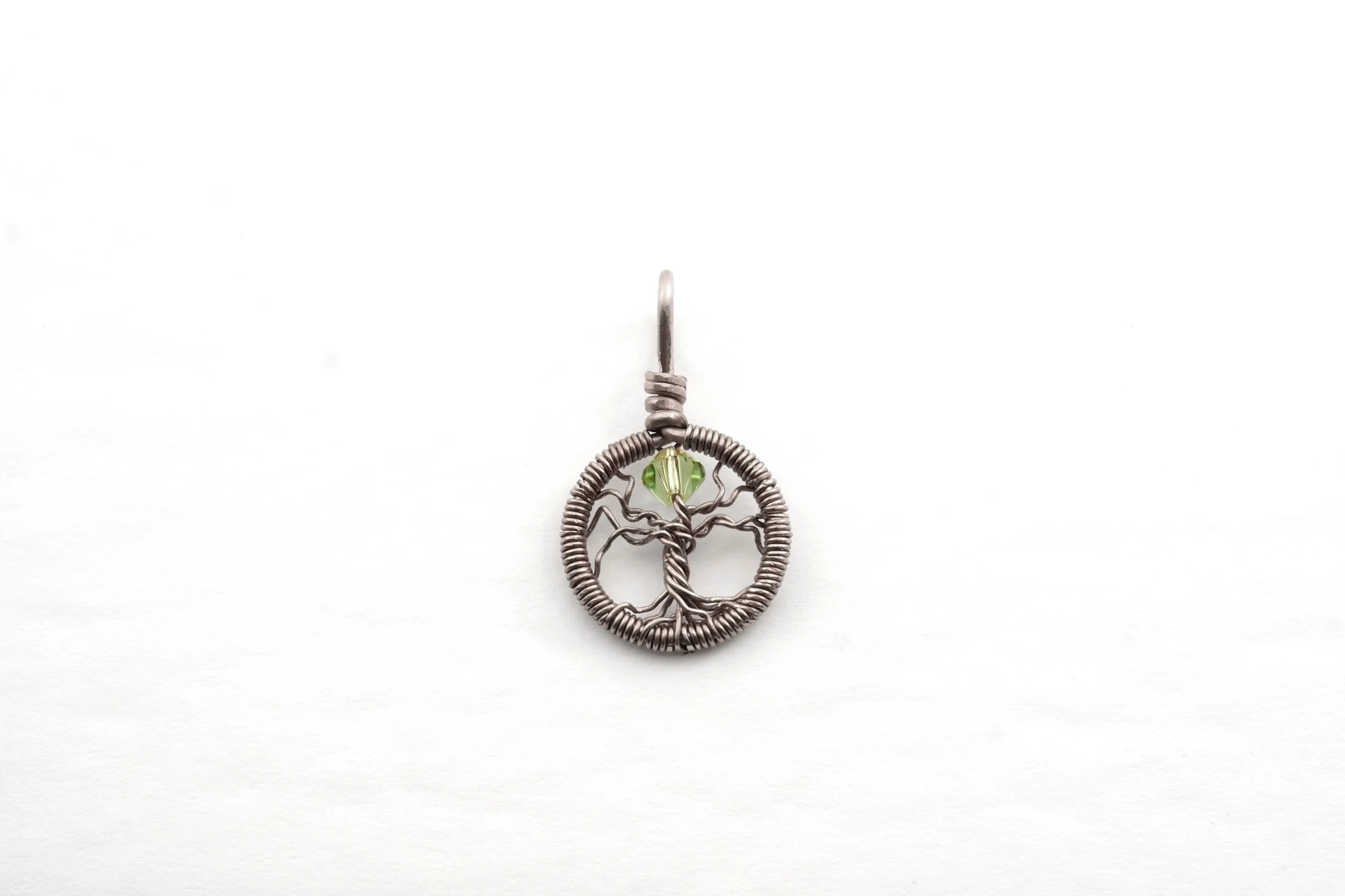 Delicate Peridot Crystal Tree of Life Pendant ~ August Birthstone