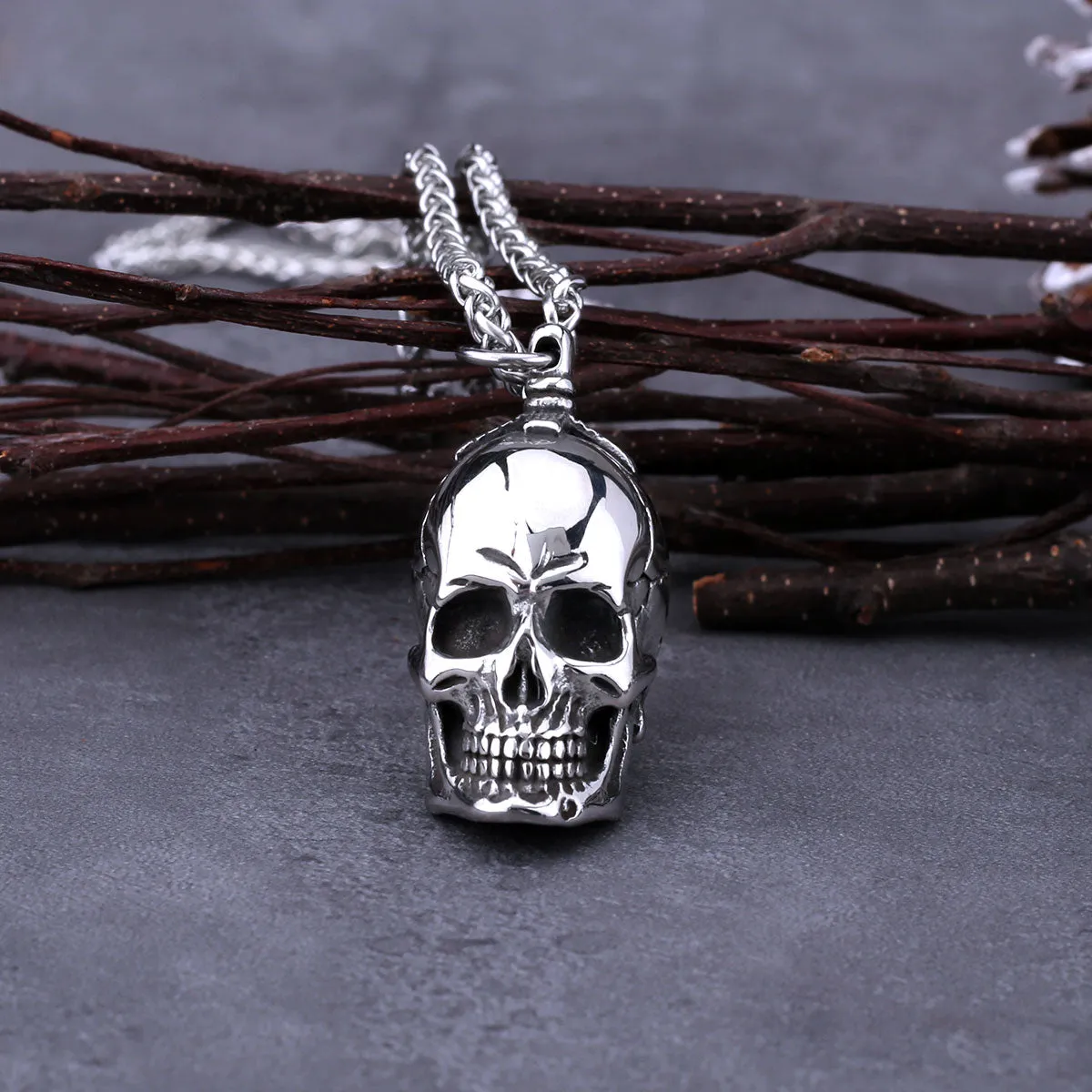 Deluxe Stainless Steel Skull Necklace