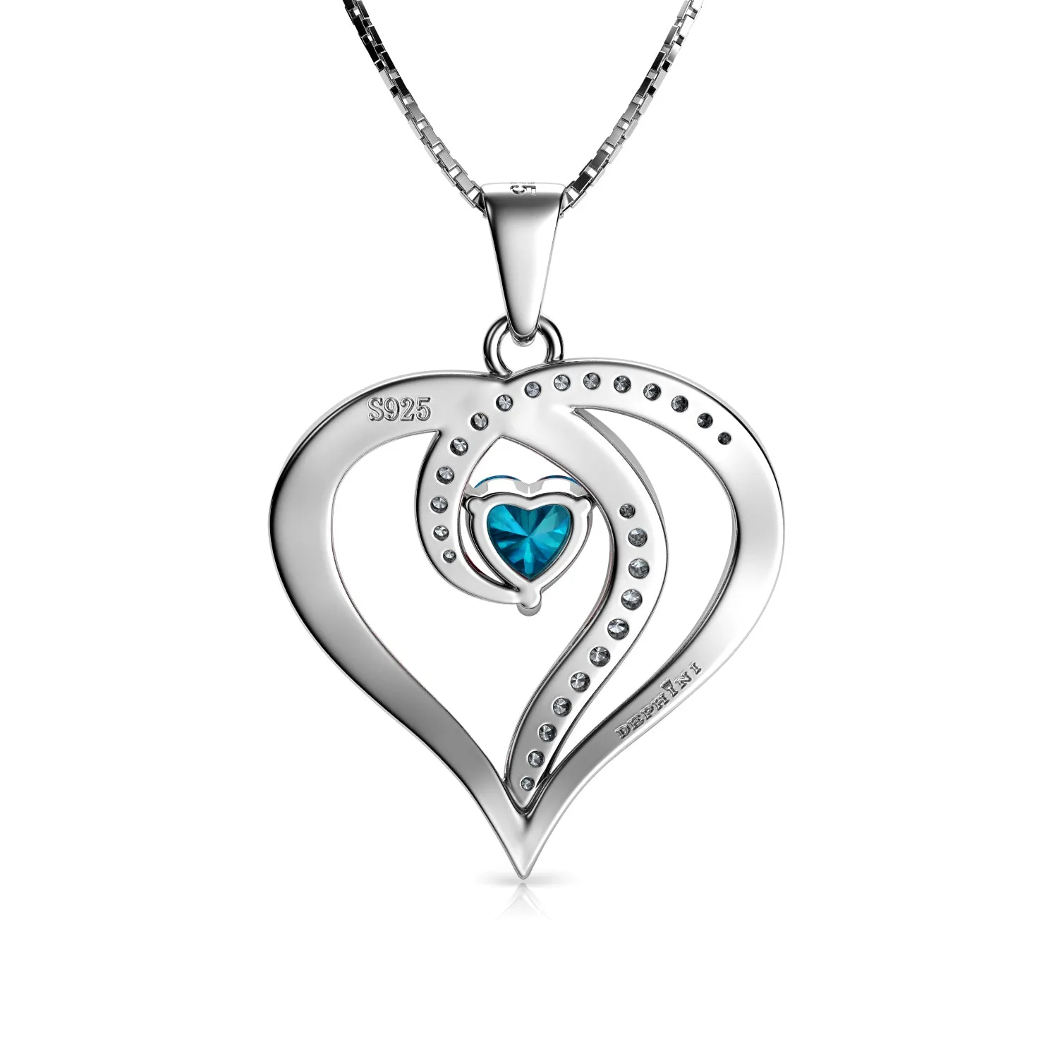 DEPHINI Elegant aqua necklace for Women 925 sterling silver pendant