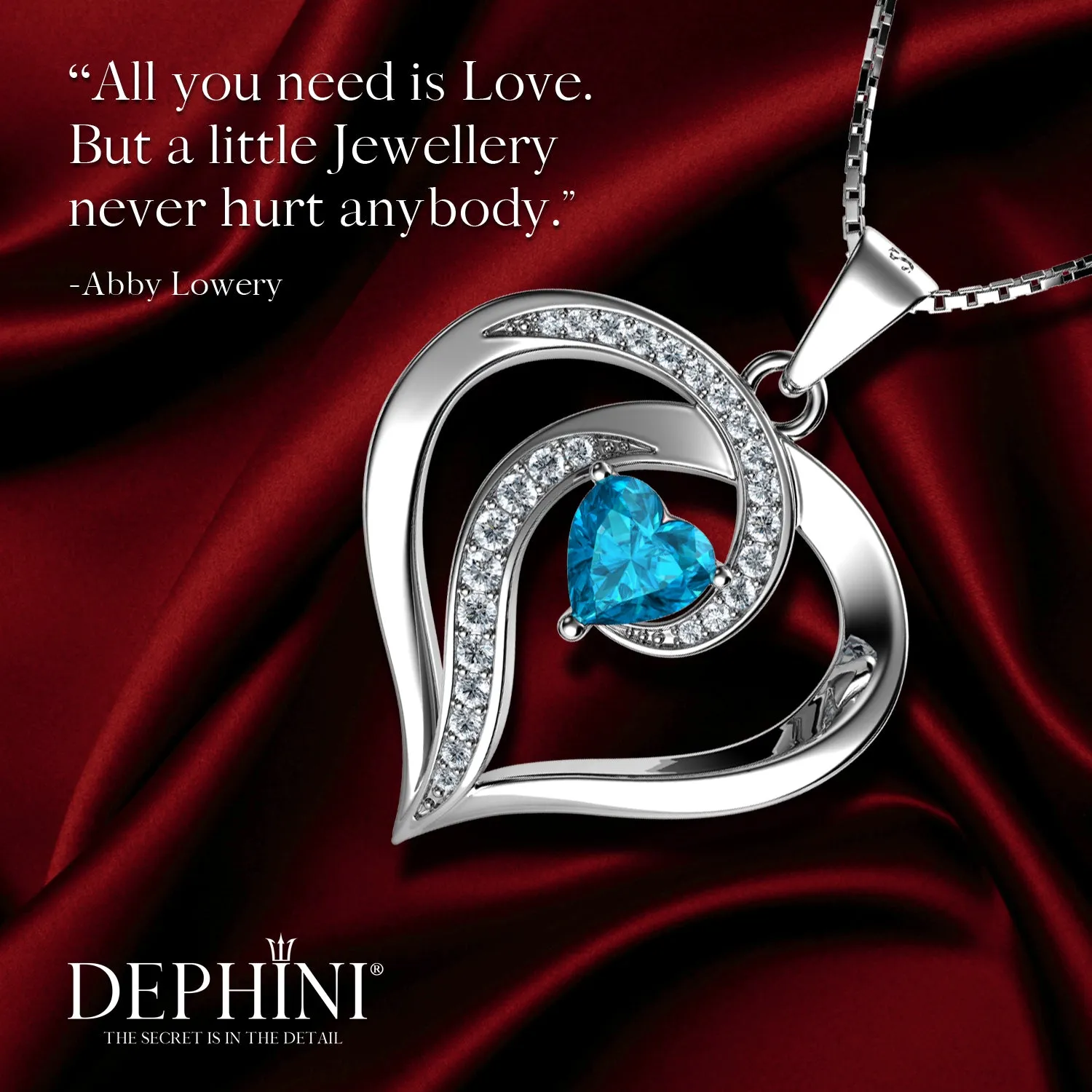 DEPHINI Elegant aqua necklace for Women 925 sterling silver pendant