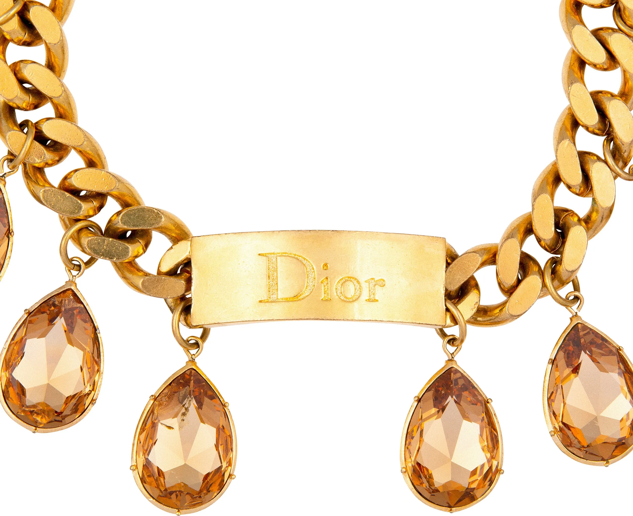 Dior Fall 2004 Runway Crystal Embellished Logo ID Choker Necklace