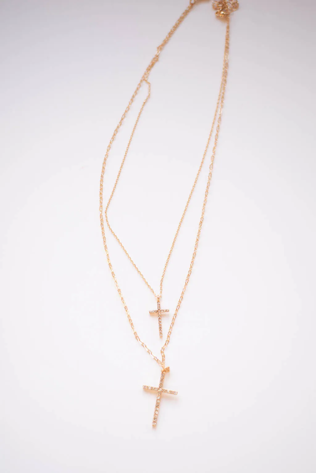 Double Cross Pendant Layer Necklace