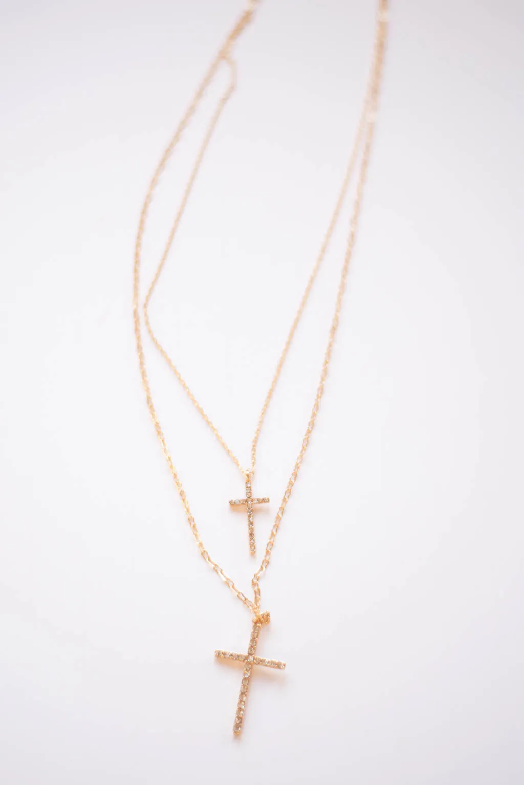 Double Cross Pendant Layer Necklace