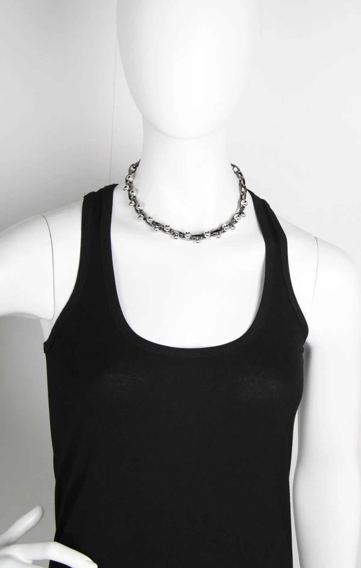 Double Row Choker w/Spheres, Ruthenium