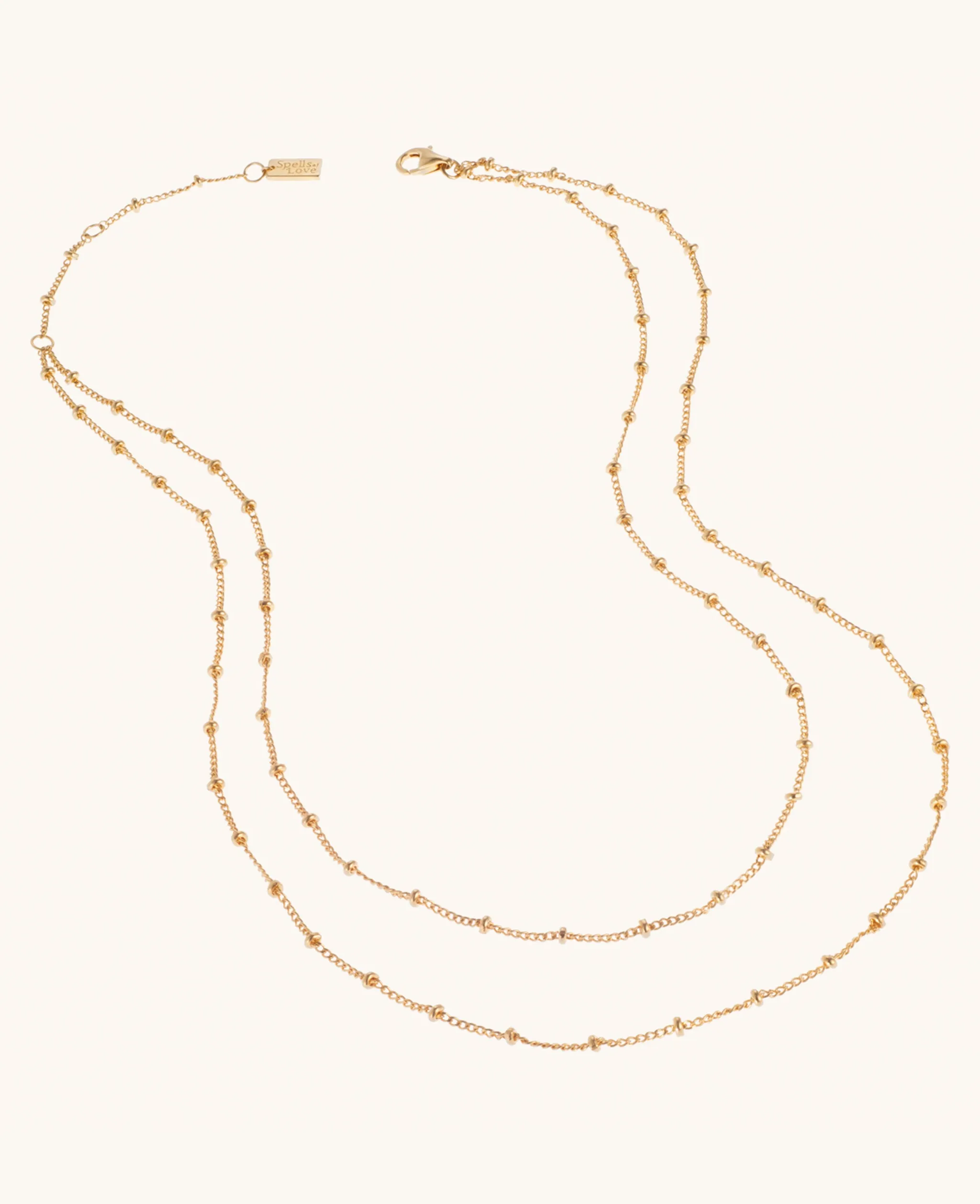 Double Strand Beaded Satellite Necklace Gold