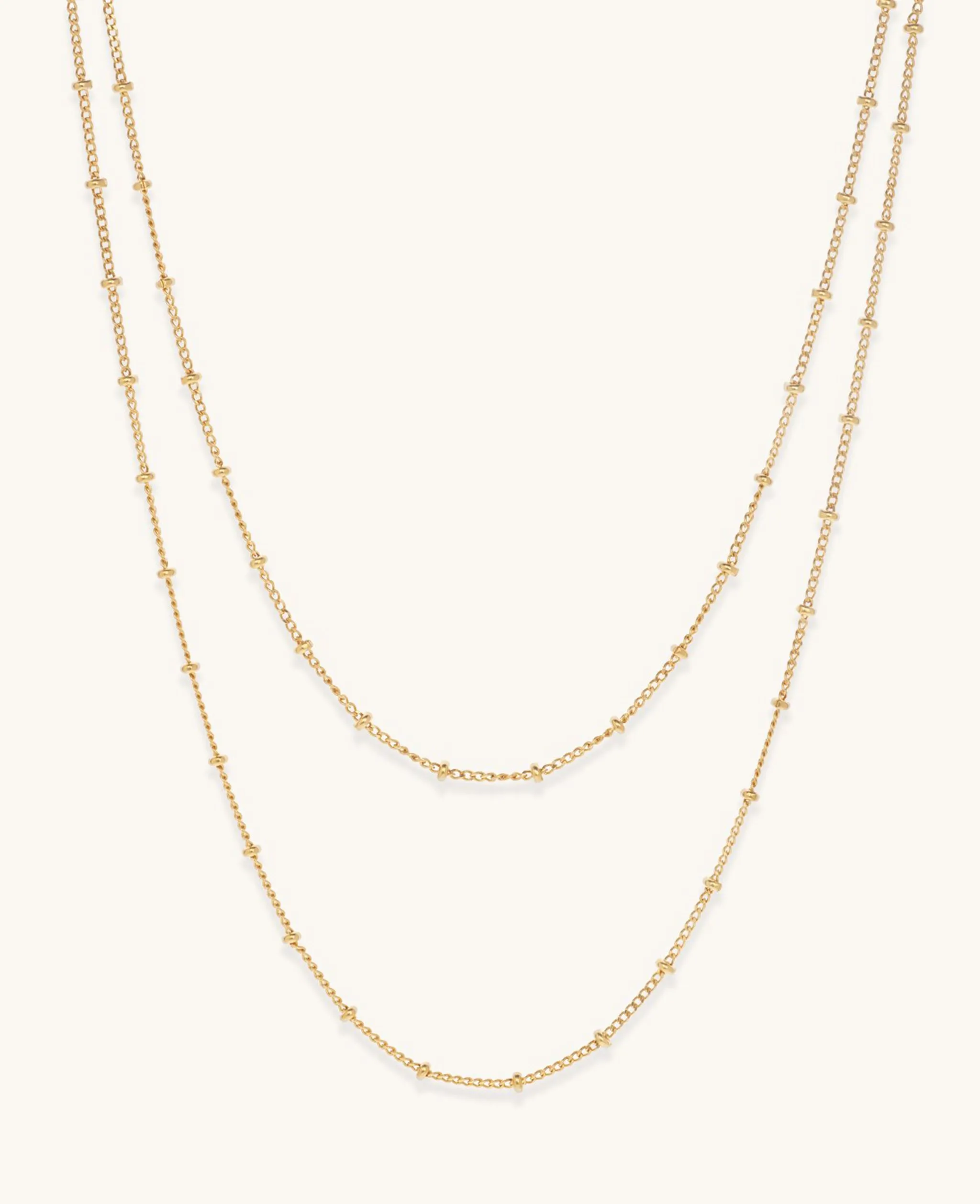 Double Strand Beaded Satellite Necklace Gold