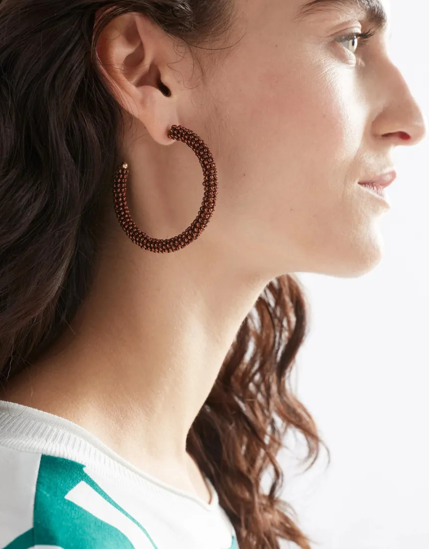 Elk - Kolle Beaded Hoop Earring Bronze