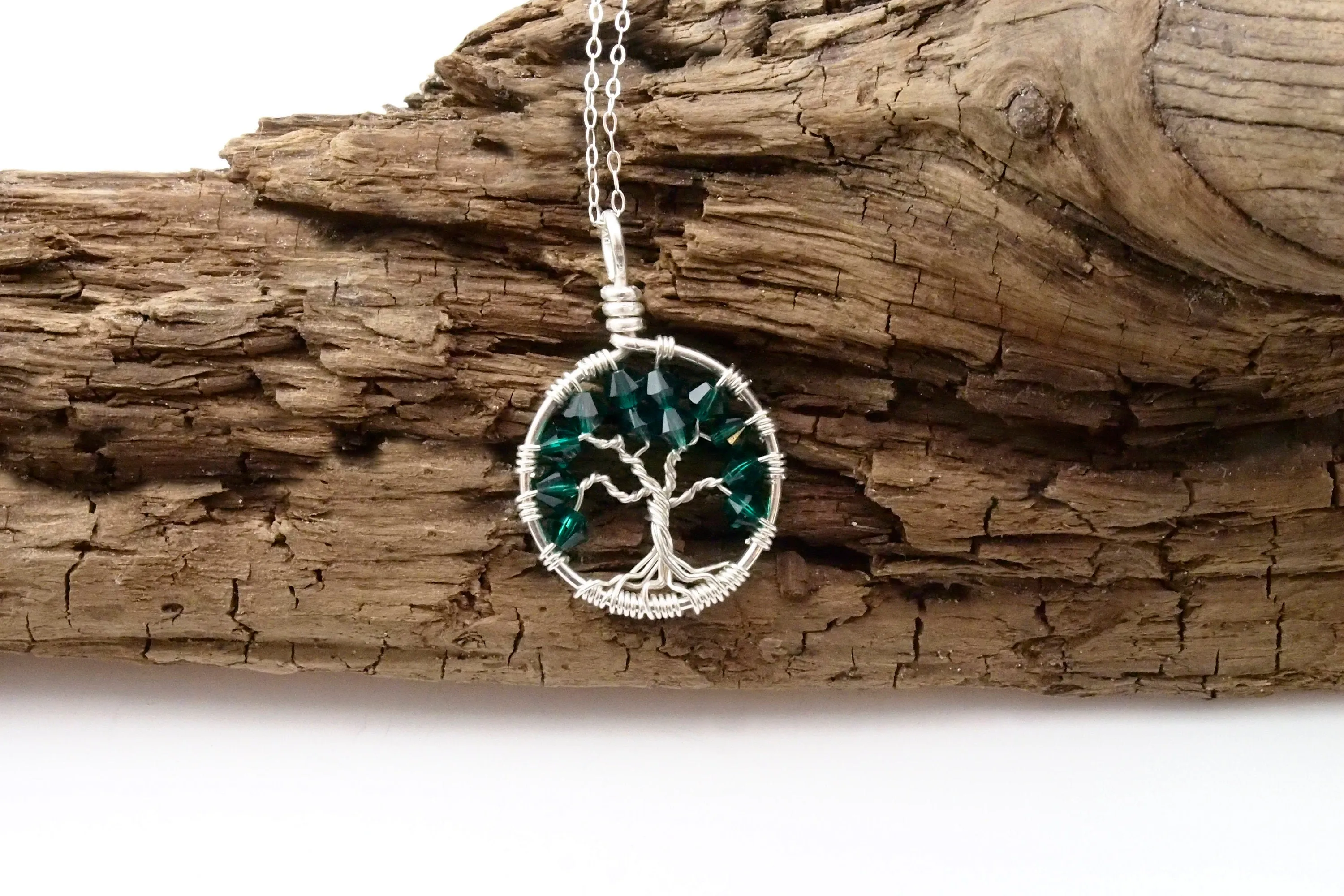 Emerald Crystal Tree of Life Pendant ~ May Birthstone