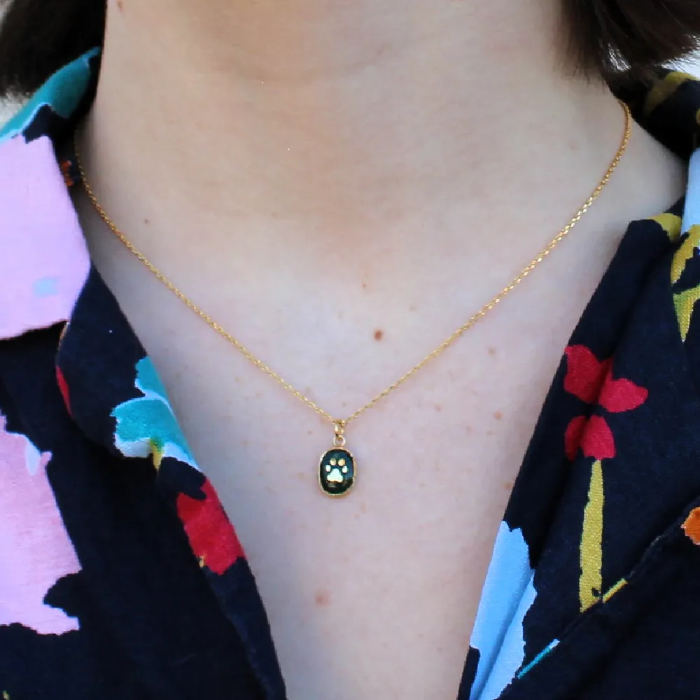 Emerald Paw Print Necklace