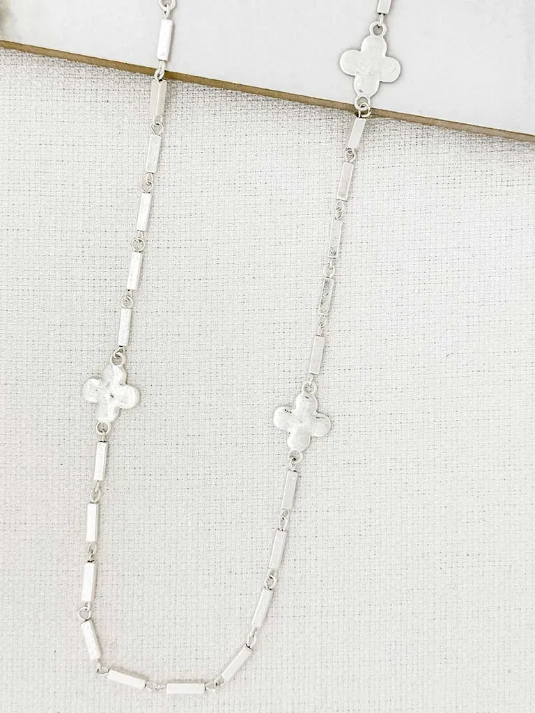 Envy Beaded Clover Necklace - Silver