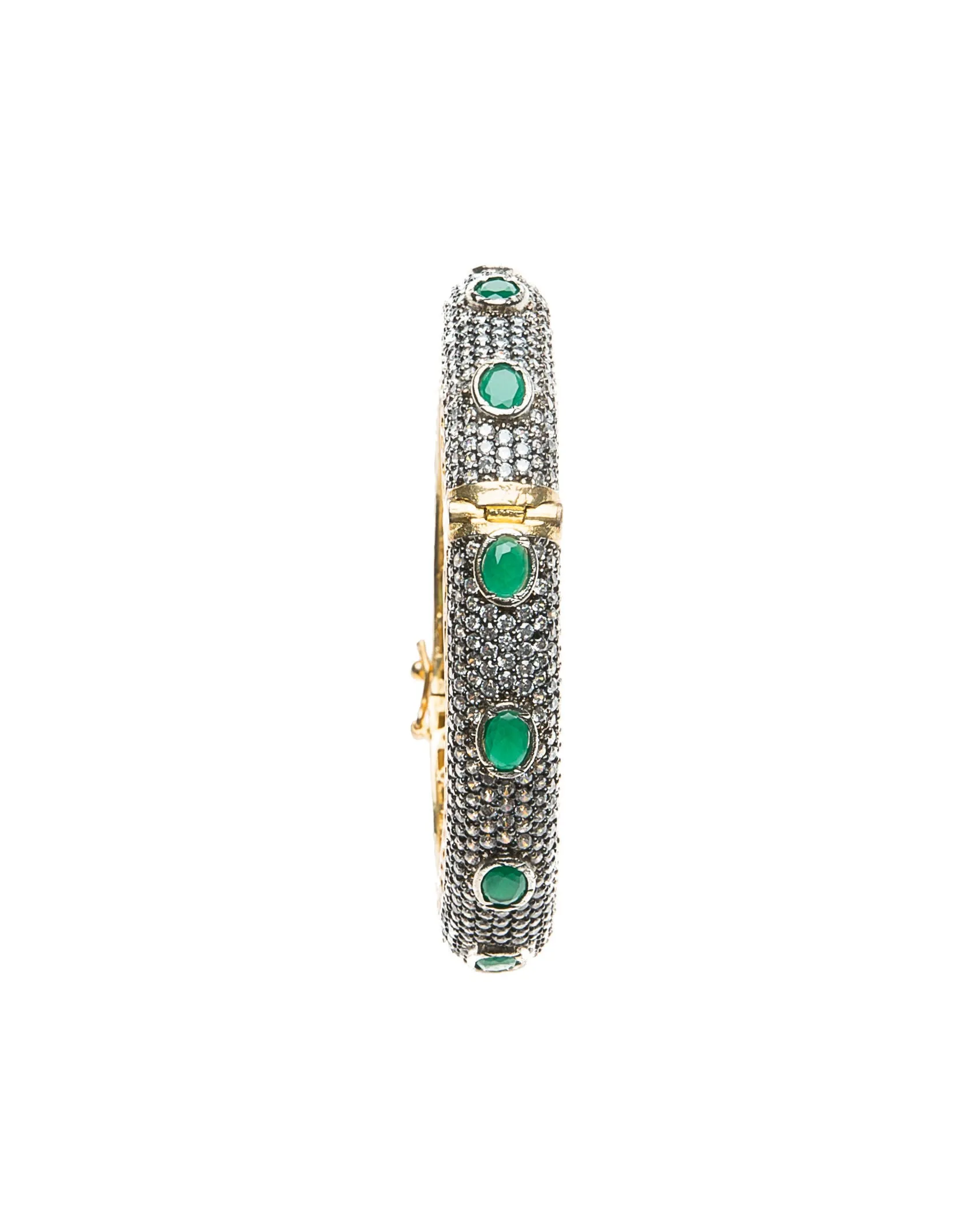 Emerald Green Stone & Swarovski Crystal Fara Cuff Bracelet - Elegant & Stylish Jewelry Accessory