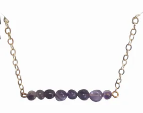 February Birthstone Amethyst Minimal Bar Necklace