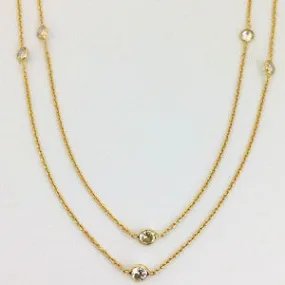 Fine Long Chain Gold  and Swarovski CrystalNecklace