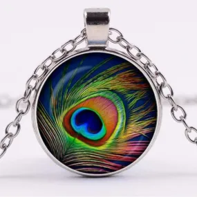 Flaunting Peacock Glass Pendant Set